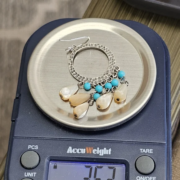 Silpada 925 Turquoise Mother of Pearl Earrings RARE - Picture 9 of 9